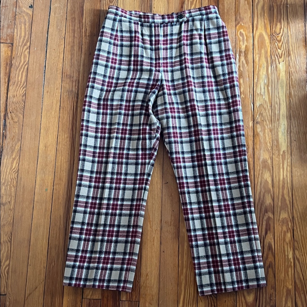 Vintage Pendleton 100% Virgin Wool Plaid Trousers - Made in USA - Size 14P